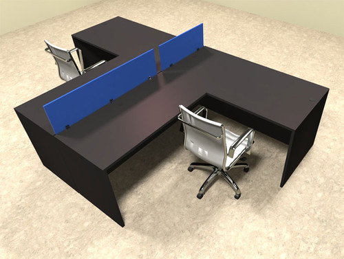 Two Person Blue Divider Office Workstation Desk Set, #OT-SUL-SPB44