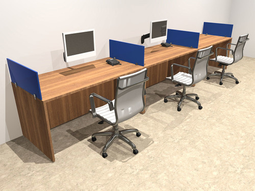 Three Person Blue Divider Office Workstation Desk Set, #OT-SUL-SPB5