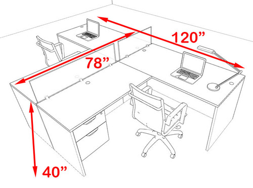 Two Person Blue Divider Office Workstation Desk Set, #OT-SUL-SPB53