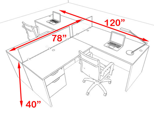 Two Person Blue Divider Office Workstation Desk Set, #OT-SUL-SPB55
