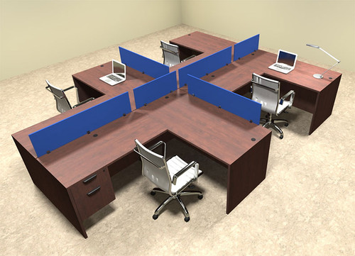 Four Person Blue Divider Office Workstation Desk Set, #OT-SUL-SPB58