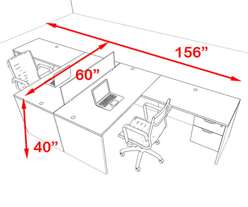 Two Person Orange Divider Office Workstation Desk Set, #OT-SUL-FPO40