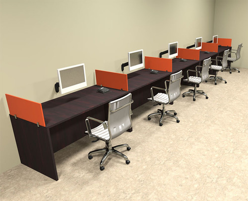 Five Person Orange Divider Office Workstation Desk Set, #OT-SUL-SPO15