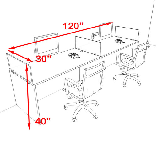 Two Person Orange Divider Office Workstation Desk Set, #OT-SUL-SPO2