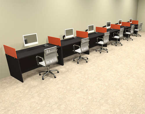 Six Person Orange Divider Office Workstation Desk Set, #OT-SUL-SPO20
