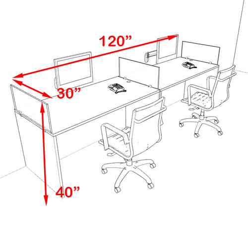 Two Person Orange Divider Office Workstation Desk Set, #OT-SUL-SPO3