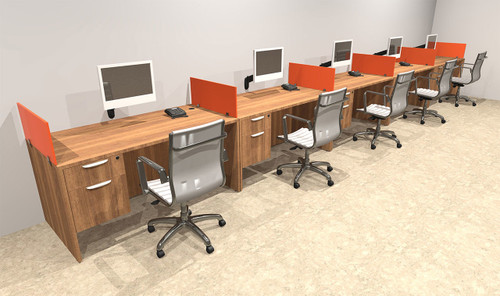 Five Person Orange Divider Office Workstation Desk Set, #OT-SUL-SPO33