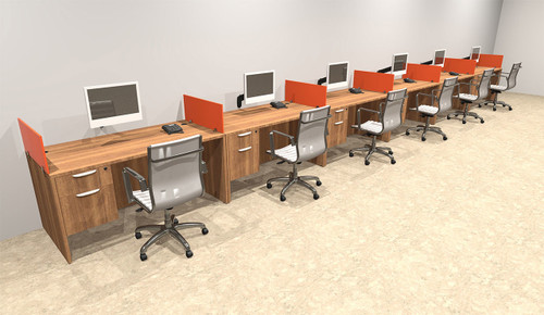 Six Person Orange Divider Office Workstation Desk Set, #OT-SUL-SPO37