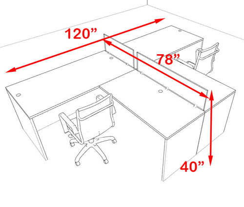 Two Person Orange Divider Office Workstation Desk Set, #OT-SUL-SPO42
