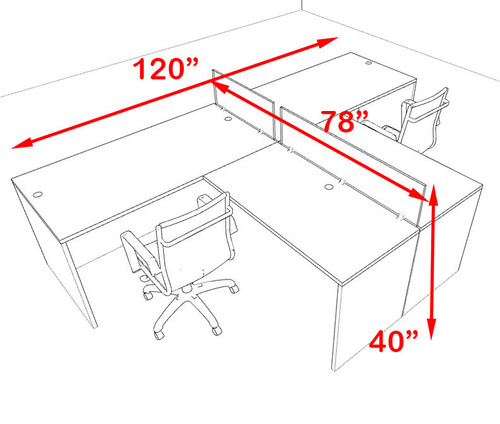 Two Person Orange Divider Office Workstation Desk Set, #OT-SUL-SPO43