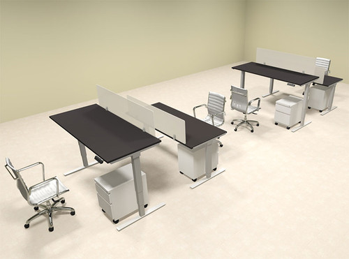 Four Persons Modern Power Adjustable Divider Workstation, #OF-CON-HP24