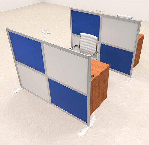 Two Person Workstation w/Acrylic Aluminum Privacy Panel, #OT-SUL-HPB29