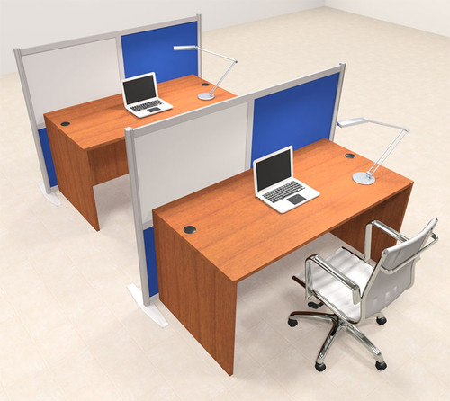 Two Person Workstation w/Acrylic Aluminum Privacy Panel, #OT-SUL-HPB29