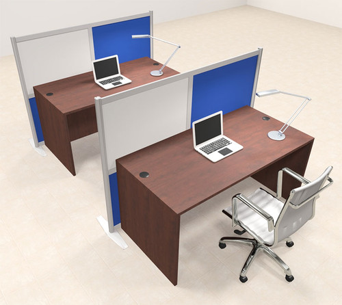 Two Person Workstation w/Acrylic Aluminum Privacy Panel, #OT-SUL-HPB30