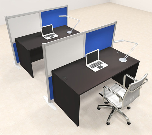 Two Person Workstation w/Acrylic Aluminum Privacy Panel, #OT-SUL-HPB32