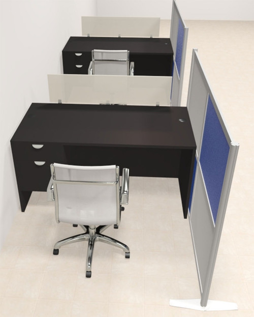 Two Person Workstation w/Acrylic Aluminum Privacy Panel, #OT-SUL-HPB44