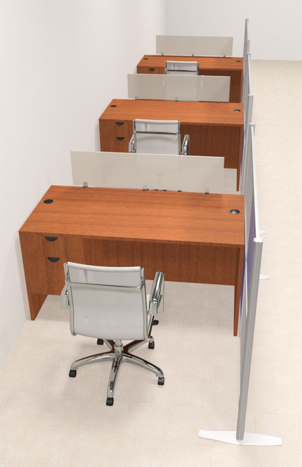 Three Person Workstation w/Acrylic Aluminum Privacy Panel, #OT-SUL-HPB45