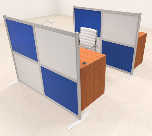 Two Person Workstation w/Acrylic Aluminum Privacy Panel, #OT-SUL-HPB65
