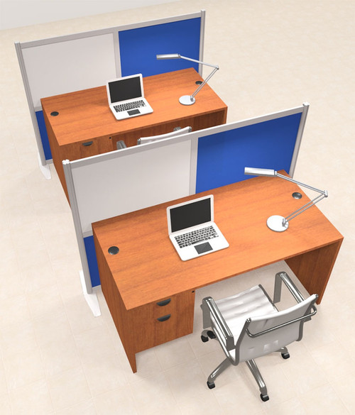 Two Person Workstation w/Acrylic Aluminum Privacy Panel, #OT-SUL-HPB65