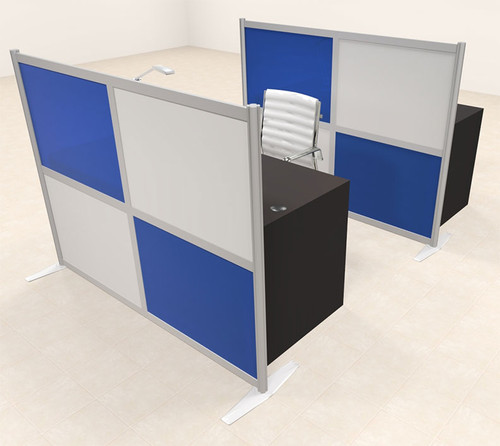 Two Person Workstation w/Acrylic Aluminum Privacy Panel, #OT-SUL-HPB68