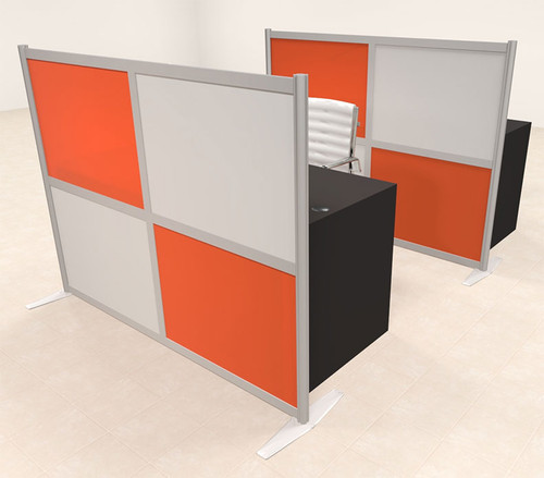 Two Person Workstation w/Acrylic Aluminum Privacy Panel, #OT-SUL-HPO104