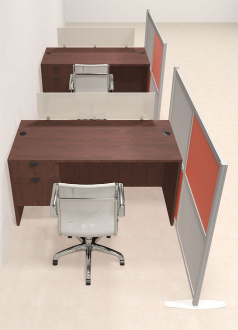 Two Person Workstation w/Acrylic Aluminum Privacy Panel, #OT-SUL-HPO114