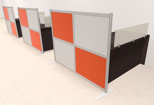 Three Person Workstation w/Acrylic Aluminum Privacy Panel, #OT-SUL-HPO119