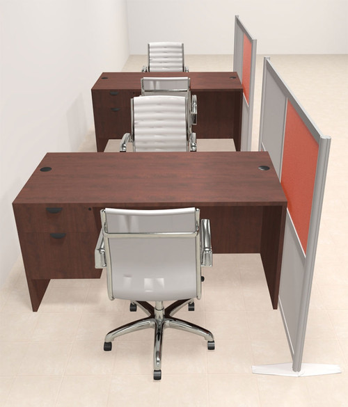 Two Person Workstation w/Acrylic Aluminum Privacy Panel, #OT-SUL-HPO126