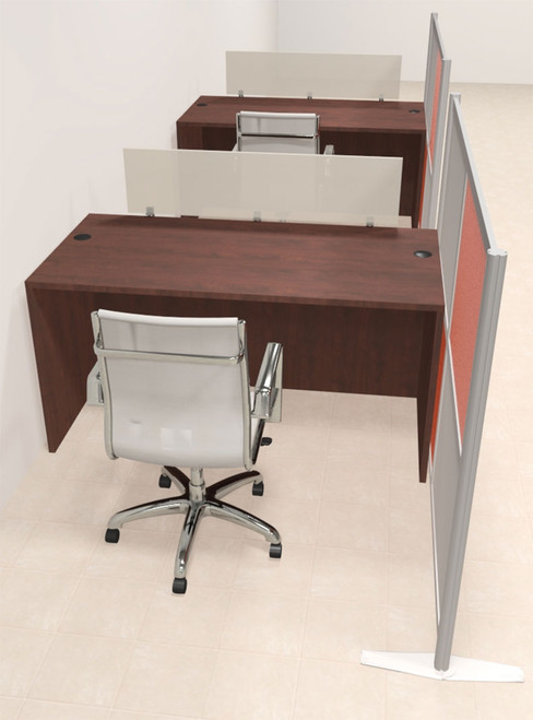 Two Person Workstation w/Acrylic Aluminum Privacy Panel, #OT-SUL-HPO78