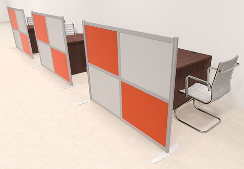 Three Person Workstation w/Acrylic Aluminum Privacy Panel, #OT-SUL-HPO94