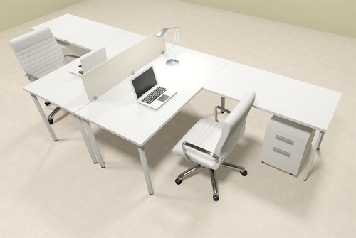 Two Persons L Shaped Modern Acrylic Divider Workstation, #MT-FIV-FP55