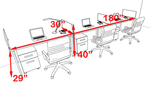 Three Persons Modern Acrylic Divider Workstation, #MT-FIV-SP35