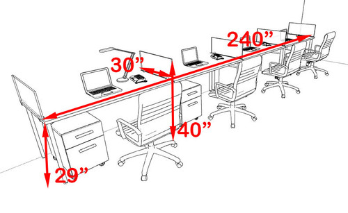 Four Persons Modern Acrylic Divider Workstation, #MT-FIV-SP38