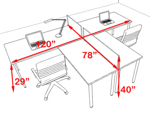 Two Persons L Shaped Modern Acrylic Divider Workstation, #MT-FIV-SP73