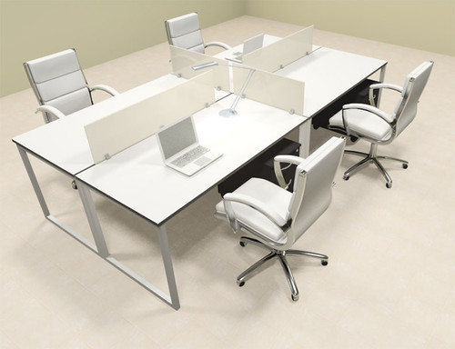 Four Person Modern Acrylic Divider Office Workstation, #AL-OPN-FP25