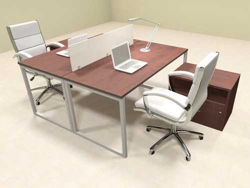 Two Person Modern Acrylic Divider Office Workstation, #AL-OPN-FP58