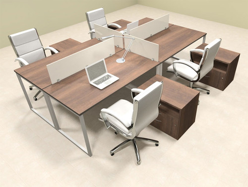 Four Person Modern Acrylic Divider Office Workstation, #AL-OPN-FP63