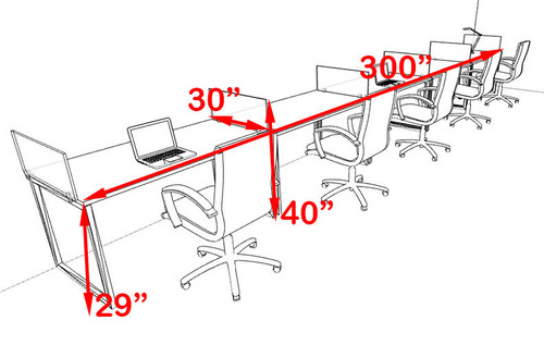 Five Person Modern Acrylic Divider Office Workstation, #AL-OPN-SP37