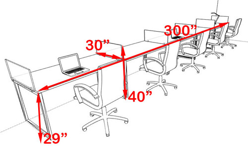 Five Person Modern Acrylic Divider Office Workstation, #AL-OPN-SP40