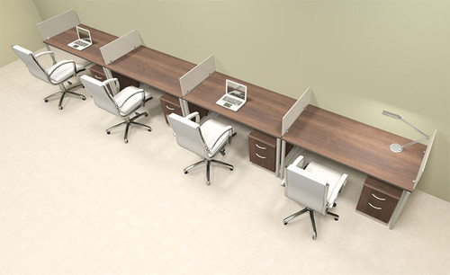 Four Person Modern Acrylic Divider Office Workstation, #AL-OPN-SP63