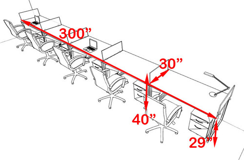 Five Person Modern Acrylic Divider Office Workstation, #AL-OPN-SP69