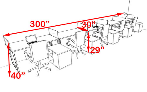 Five Person Modern Acrylic Divider Office Workstation, #AL-OPN-SP97