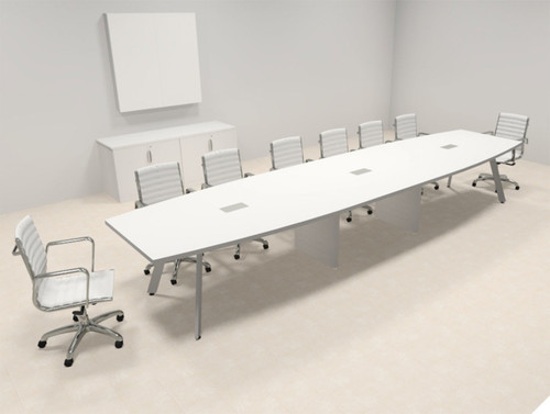 Modern Boat shaped 16' Feet Metal Leg Conference Table, #OF-CON-CV29