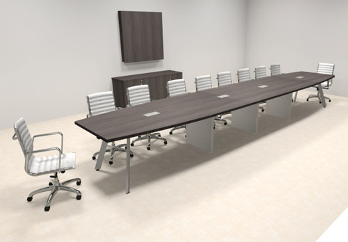 Modern Boat shaped 20' Feet Metal Leg Conference Table, #OF-CON-CV49