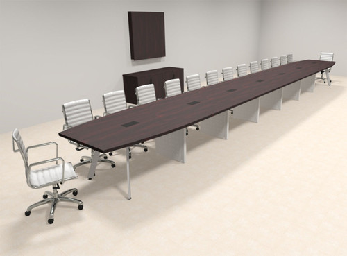 Modern Boat shaped 30' Feet Metal Leg Conference Table, #OF-CON-CV82