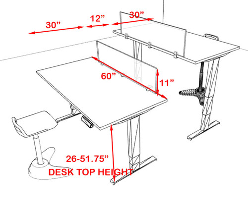 Two Persons Modern Power Height Adjustable Leg Divider Workstation, #AL-OPN-HP1