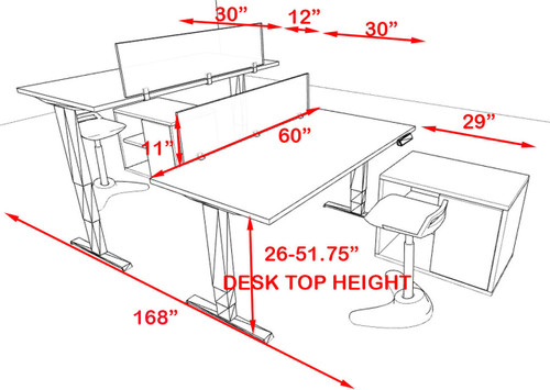 Two Persons Modern Power Height Adjustable Leg Divider Workstation, #AL-OPN-HP25