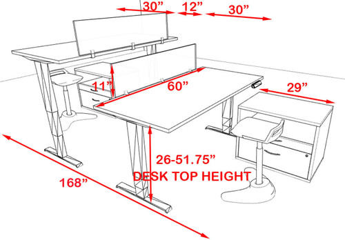 Two Persons Modern Power Height Adjustable Leg Divider Workstation, #AL-OPN-HP35