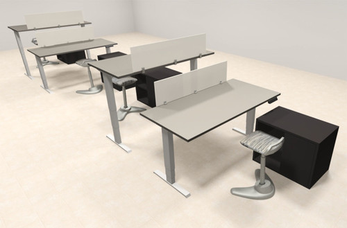 Four Persons Modern Power Height Adjustable Leg Divider Workstation, #AL-OPN-HP38