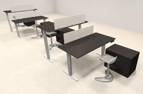 Four Persons Modern Power Height Adjustable Leg Divider Workstation, #AL-OPN-HP42